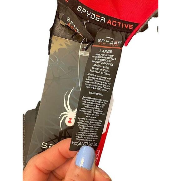 NWT Spyder Active Zip Black Red Long Sleeve Athletic Large Breathable Quick Dry - Picture 5 of 11